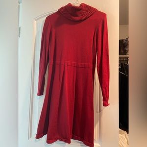 Chaps red sweater dress with cowl neck